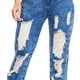 thumbnail image 4 of Jeans Mujer Mom Fit Destroyer Moda Casual Mezclilla Azul azul 7 Incógnita 110099, 4 of 5