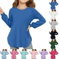 thumbnail image 5 of gcong Girls Long Sleeve Shirts Size 6-7 Kids Curve Hem Side Slit Soft Tunic Tops T-Shirts Long Sleeve Tops for Teen Girls Fall Clothes Grey, 5 of 5
