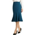thumbnail image 4 of INSPIRE CHIC Women's High Waist Flare Hem Elegant Work Midi Fishtail Skirt S Peacock Blue, 4 of 6