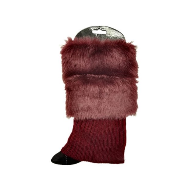 Qarigey 1 par de calentadores de piernas de piel, accesorio de ropa, funda de calcetín para niñas, al aire libre Medias Vino rojo