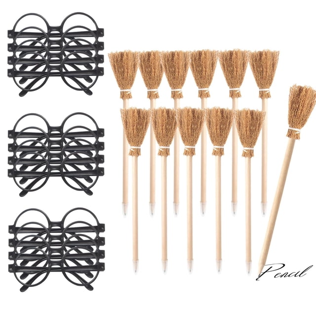 Set de artículos para fiestas Col-Pary, escoba, gafas negras, 12 unidades