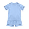 thumbnail image 5 of Toddler Boys Silk Pajamas Set Solid Summer Sleepwear Button Down Shorts Set Girls Casual Pajamas Set Girls Silky Pajamas 2T, 5 of 6