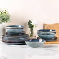 thumbnail image 3 of AmorArc Ceramic Dinner Plates Set of 6, 10.5 Inch Handmade Reactive Glaze Stoneware Plates, Rustic Shape Dinnerware Dish Set for Kitchen, Microwave & Dishwasher Safe, Scratch Resistant-Ceylon Blue, 3 of 7