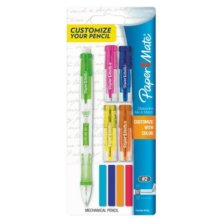 Paper Mate Clearpoint Mix & Match Mechanical Pencil, Medium Point 0.7mm, #2 HB, Assorted Color Tops