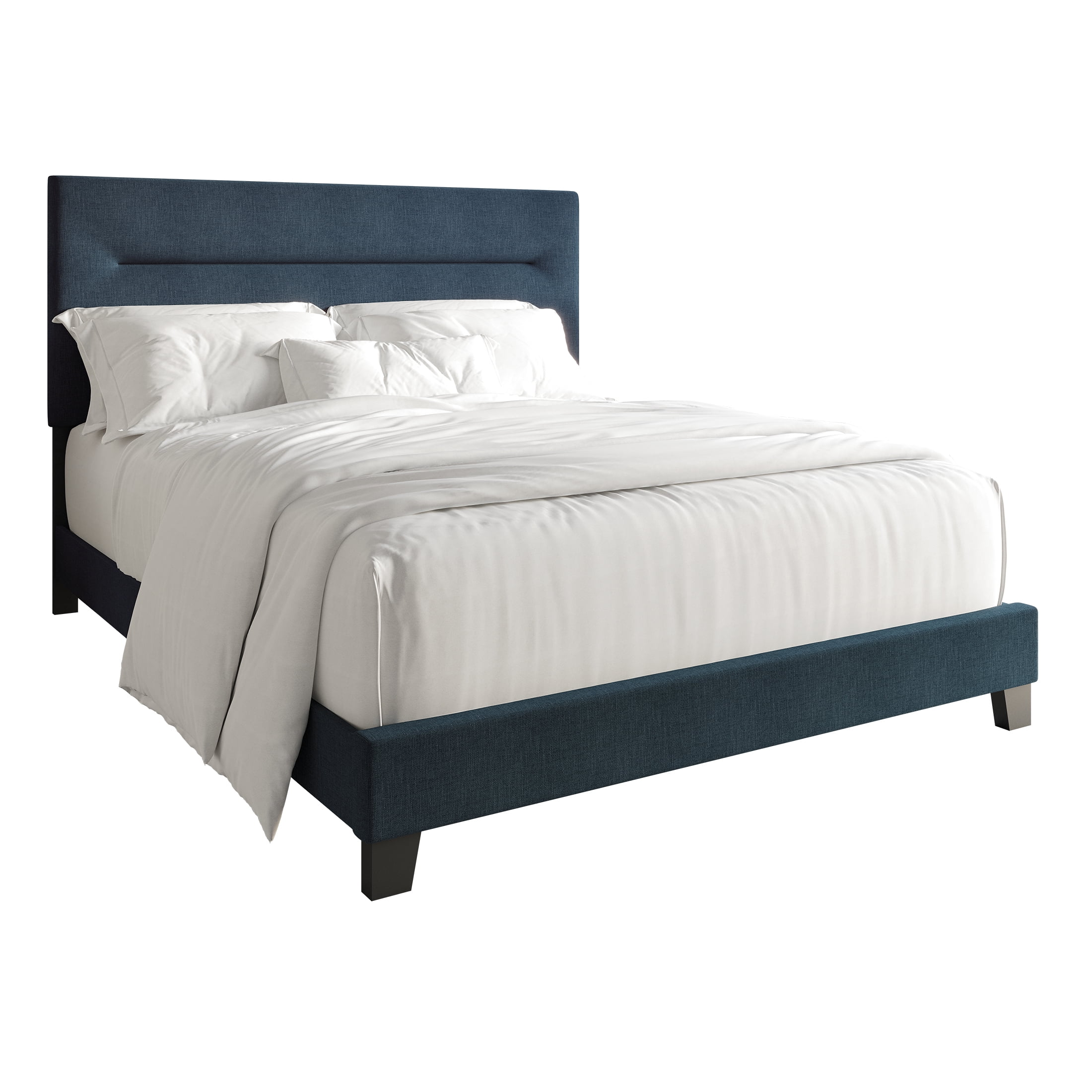 Castle Place Simple Linen Upholstered Queen Bed, Blue