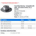 thumbnail image 2 of Front Wheel Bearing - Compatible with 2008 - 2016 Smart Fortwo 1.0L 3-Cylinder 2009 2010 2011 2012 2013 2014 2015, 2 of 2