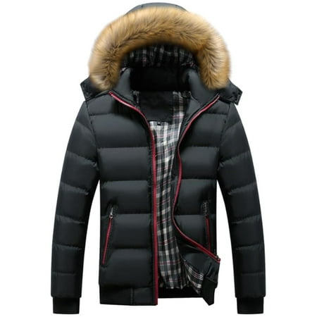 Mens Padded Bubble Fur Snow Hooded Coat Winter Puffer Quilted Down Jackets