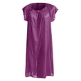 thumbnail image 4 of Nightgowns for Women Plus Size Short Sleeve Solid Midi Dress with Lace Sleeves Crewneck Silk Casual Loose Womens Nightwear Dark Purple, 4 of 4