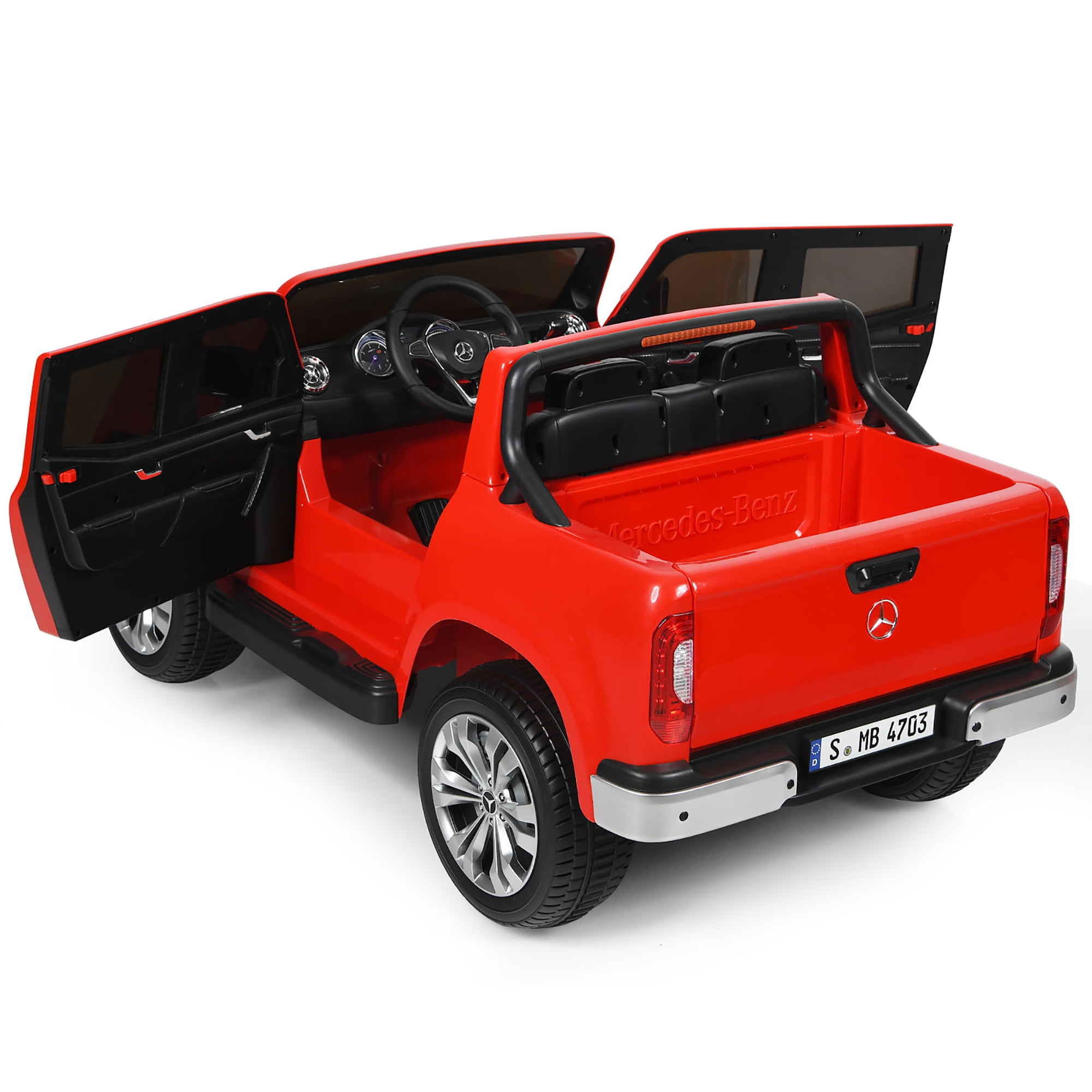Costway Licensed Mercedes Benz x Class 12V 2-Seater Kids Ride On Car w/ Trunk Red