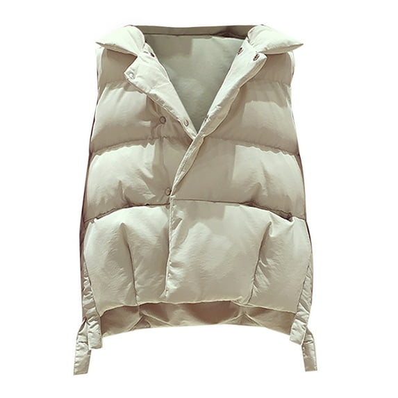 Uhndy Winter Jackets Coats for Women, Women Pocket Vest Coat Short Jacket Winter Sleeveless Turn Down Collar Zipper Solid Outerwear Christmas Gifts for Women