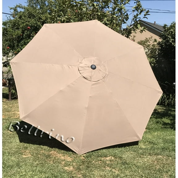 Bellrino Decor 9 Rib Tan Patio Umbrella Canopy, Fade Resistant
