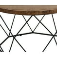 thumbnail image 5 of Benjara Round Wooden Coffee Table with Geometric Cutout Iron Base, Black and Brown, 5 of 7