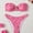 Pink, variant on Top-kevin Women's Zebra Print Push-Up Bikini Set Bandeau Top with Gold Ring Detail High-Cut Bottoms, Sexy Figure-Flattering Swimwear for Beach Pool