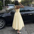 thumbnail image 3 of Women's Deep V Halter Maxi Dress, Solid Cutout Flowy Backless Summer Dress, 3 of 4