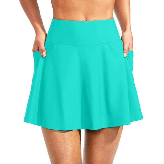 Wxolcjlv Womens High Waisted Swim Skirt With Zipper Pockets Bathing Suit Swimsuit Tankini Bottoms Beach Vacation Clothes Mint Green