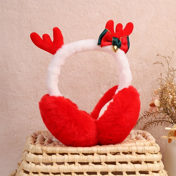 Adornos navideños, adornos navideños, orejeras plegables con forma de astas navideñas, orejeras de felpa gruesas y cálidas para estudiantes, para protegerse del frío, orejeras de felpa.