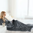 thumbnail image 5 of Catalonia Wearable Fleece Throws Blanket with Sleeves and Pocket for Women Men,Could Wrap Full Body Blanket Robe for Lounge Couch 70" x 52"，Machine Washable, Gray, 5 of 6