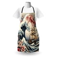 thumbnail image 3 of Nautical Apron, Blooming Flowers Japanese Waves Explorers Ship and Ruby Moon Vintage Folk, Unisex Kitchen Bib with Adjustable Neck for Cooking Gardening, Adult Size, Blue Pink Eggshell, by Ambesonne, 3 of 4