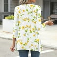 thumbnail image 4 of CYMMPU Summer Fashion Shirts Crew Neck Blouses for Women Dressy Casual Tunic Tops Spring Tops 3/4 Sleeve Loose Fit Flower Printed Flare Hem Hide Belly Tops to Wear with Leggings T-Shirts Yellow M, 4 of 7