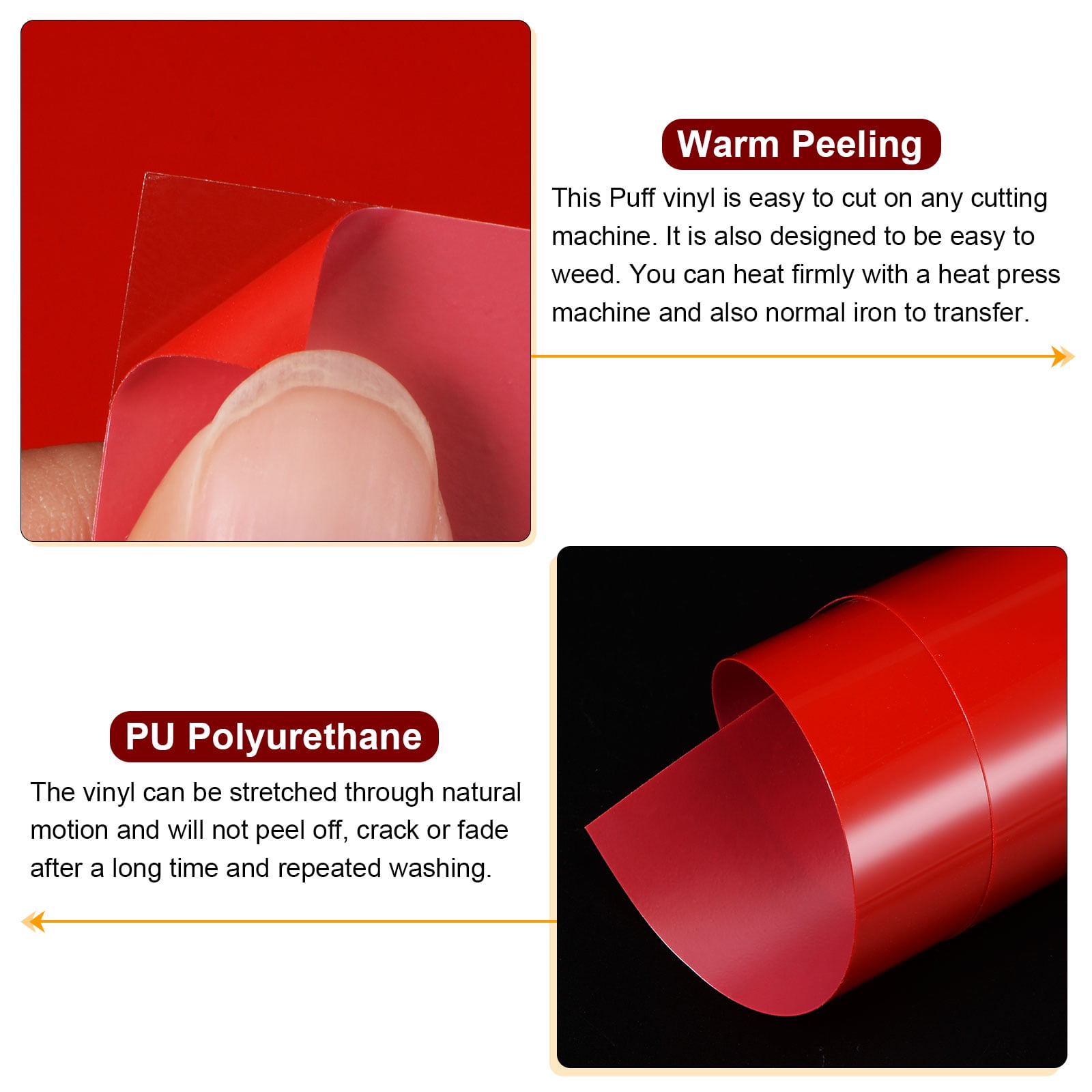 Uxcell 3D Puff Heat Transfer Vinyl 10 Sheets 12"x10" Puffy HTV Vinyl Heat Press Film Iron