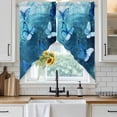 thumbnail image 3 of Swag Valance Curtains for Windows, Blue Butterfly Light Filtering Kitchen Curtains with Rod Pocket, Modern Elegant Water Ripples Decorative Window Treatment Valances for Living Room, 36x63 - 2 PCS, 3 of 9