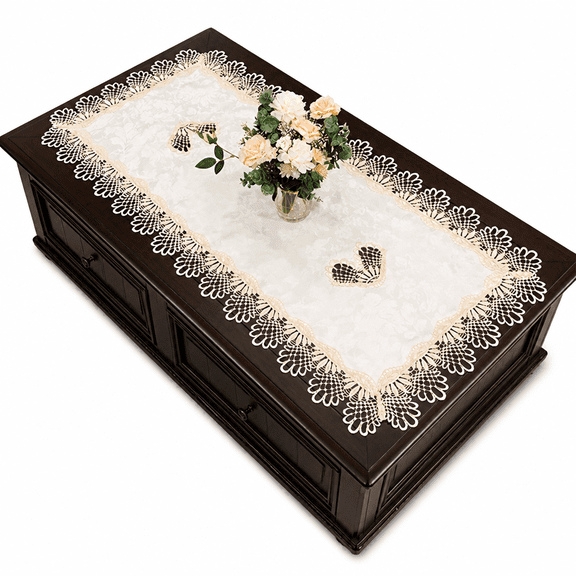 FURMORA 2026 New Rectangle Tablecloth Lace Coffee Table Cover Embroidered Table Cloth Coffee Table Topper for Home Party Living Room Wedding Decor 20 X 40 Inch,White