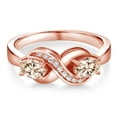 thumbnail image 2 of Gem Stone King 18K Rose Gold Plated Silver Peach Morganite and Created Sapphire Infinity Love Knot Ring for Women | 1.11 Cttw | Oval 6X4MM | Gemstone Birthstone | Jewelry Gifts for Mom Wife | Size 8, 2 of 5