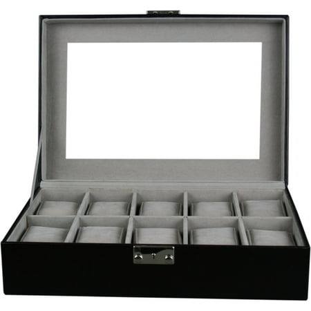 Kendal Watch Case Display Box With Clear Top Holds 10 Watches lock w/