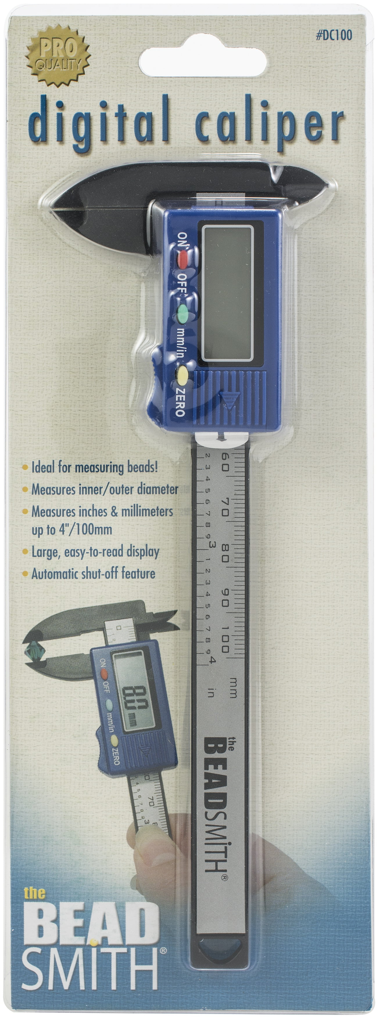 The Beadsmith Caliper, 4 inch/100mm, LCD display