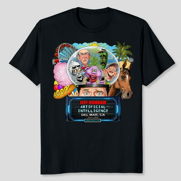 Jeff Dunham Del Mar, CA (2025) T-Shirt, Men's And Women's Graphic Tee 100% Cotton by TBun, Full Sizes S-5XL