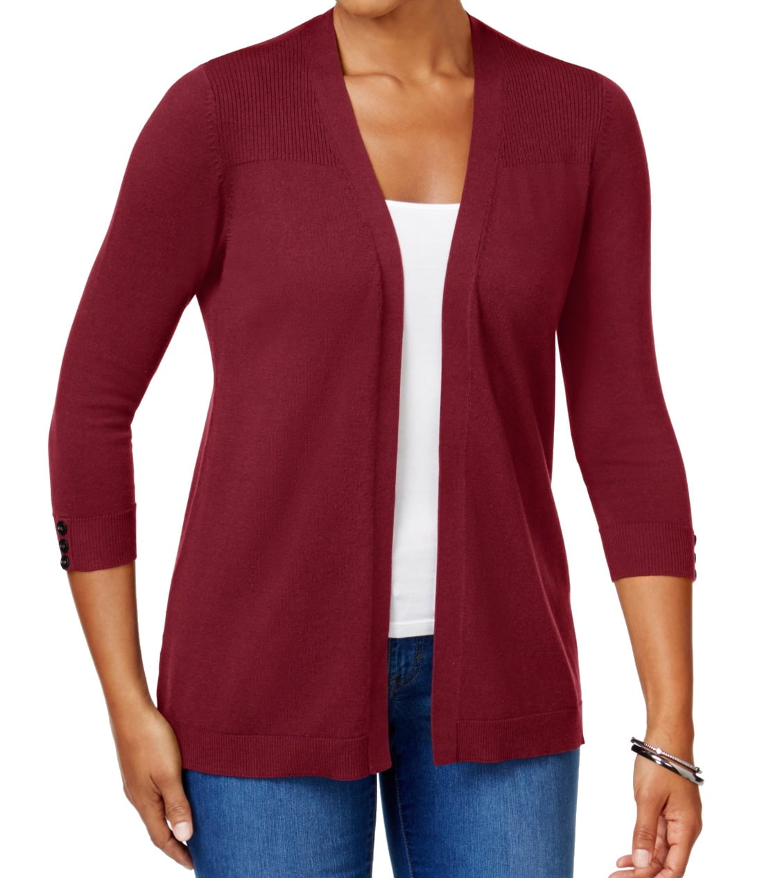 Karen Scott Womens Sweater Petite Open Front Cardigan PP Walmart