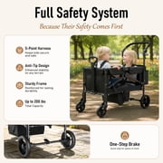 TouHeart 2 Seater Wagon Stroller with Canopy, Folding Stroller Wagon for Kids, 220 lbs Capacity,Black
