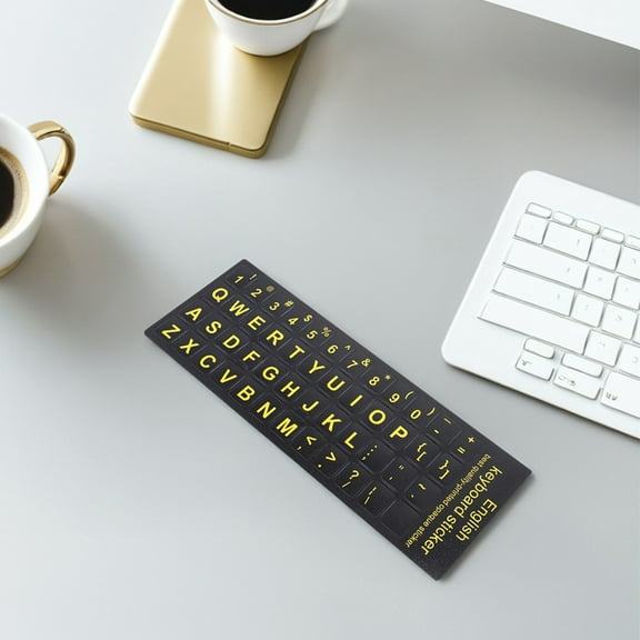 KONTONTY 2Pcs Large Print Keyboard Stickers Black PVC for Laptops and Desktops 7.1x2.6x0.02in