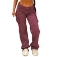 thumbnail image 1 of Liacowi Women Juniors Baggy Cargo Pants Low Waist Wide Leg Sweatpants Casual Drawstring Loose Pocket Joggers Trousers Hippie Punk, 1 of 5