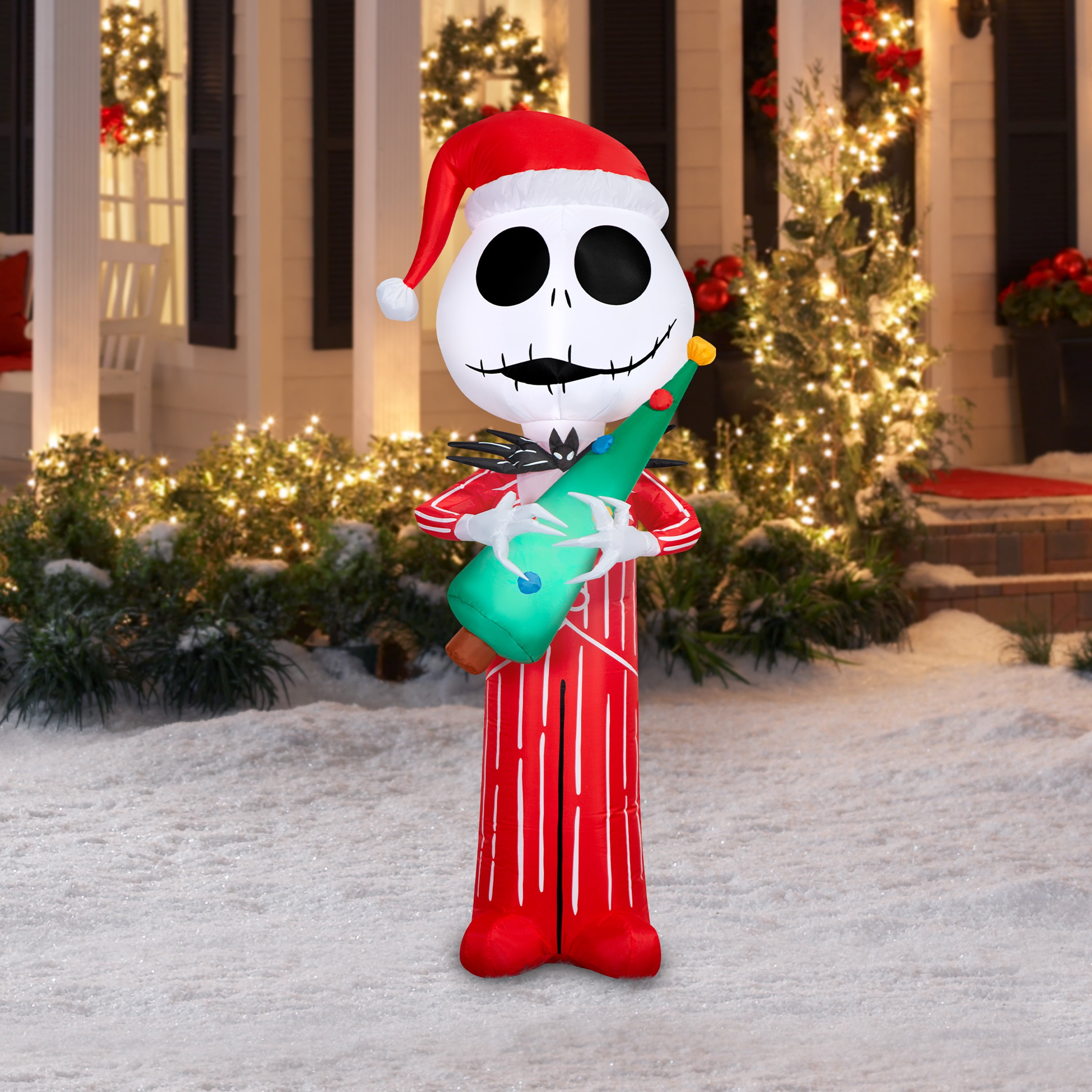 Christmas Airblown Holiday Light Stylized Jack Skellington in Red