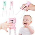 thumbnail image 6 of 1 Pair Cartoon Kids Toughness Baby Eating Helper Learning Chopsticks Beginner Chopstick Training Chopsticks GREEN, 6 of 8