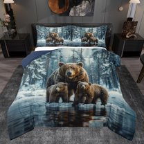 Castle Fairy Safari Bears Full Size Comforter Sets 3-Piece for Boys Girls,Winter Jungle Animal Bedding Comforter Set,Woodland Wildlife Lightweight Bedding Sets,Luxury Bedroom Decor,Reversible