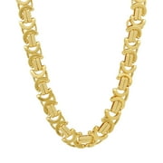 9mm 14k Yellow Gold Plated Flat Byzantine Choker Chain Necklace, 18 inches