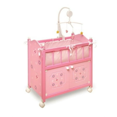 Badger Basket Blossoms And Butterflies Doll Crib With Cabinet