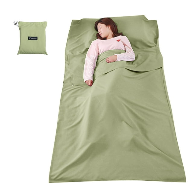 Graflsoa Sac de Couchage Ultraléger pour Voyage, Fibre de Polyester, Vert Prairie, 45.3 x 82.7 Pouces, Inclut Sac de Rangement