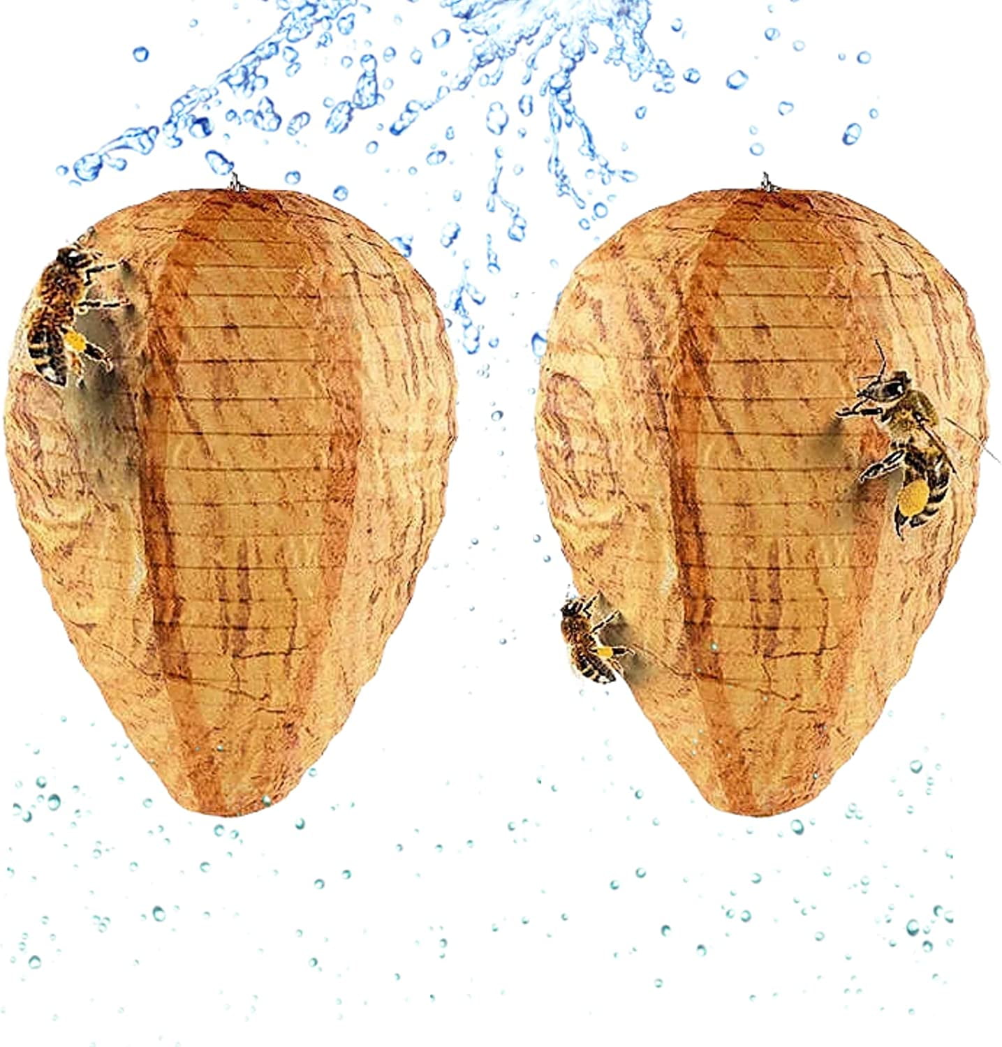 DabuLiu 2 Pack Wasp Nest Decoy Waterproof Hanging Wasps Deterrent Fake