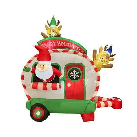 7.5 ft. Holiday Camper with Santa Inflatable