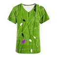 thumbnail image 5 of Rciityk Womens Scrub Tops Summer Causal Floral Printed Nursing Uniform Stretch V Neck Short Sleeve Workwear Blouse with Pockets Green L, 5 of 5