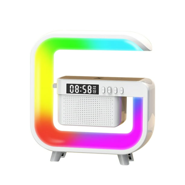 Altavoces Bluetooth Altavoz Inalámbrico, Teléfono Móvil, Carga Inalámbrica, Conexión Bluetooth Inteligente, Subwoofer, Luz Ambiente, Reloj de Música Bombillas Inteligentes