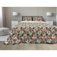 thumbnail image 1 of Dusty Blue Comforter & Sham Bedding Set, Vibrant Tender Camellia Flowers and Butterflies with Leaves Tropical Feels, 3 pcs Duvet Set Microfiber Filling Quilt, 5 Sizes, Multicolor, by Ambesonne, 1 of 4
