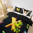 thumbnail image 2 of Erosebridal Kids Dinosaur Queen Duvet Cover Set for Boys Girls, Dino Letter X Bedding, Black Reversible 3-Piece, 1 Duvet Cover and 2 Pillowcases (No Comforter), 2 of 6