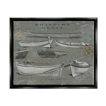 Stupell Shipping & Craft Various Boats Diagram Transportation Painting Black Floater Framed Art Print Wall Art