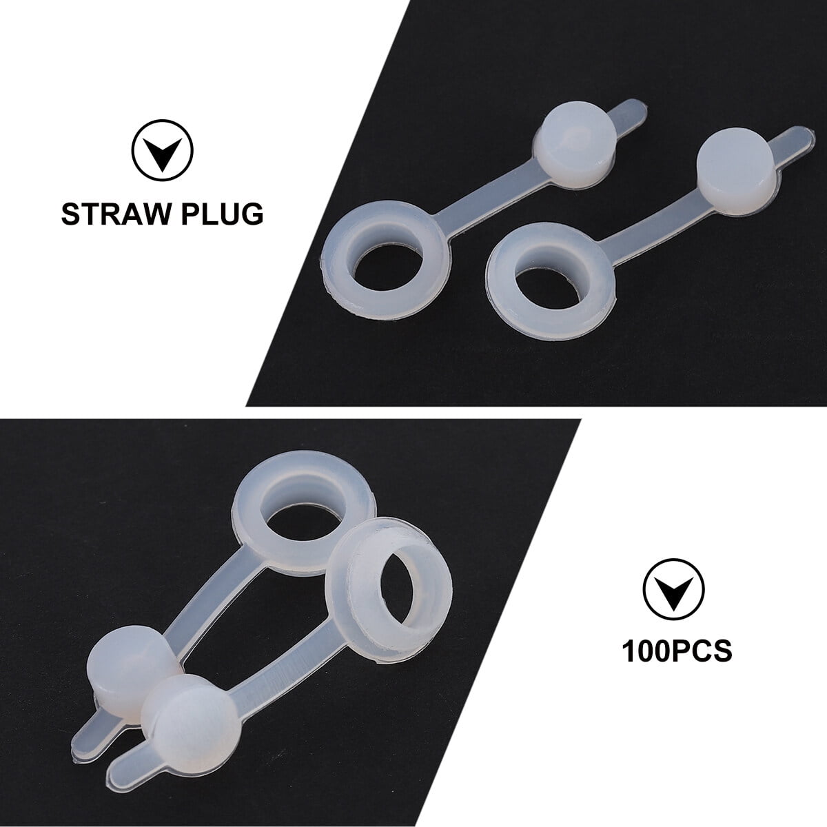 Silicone Straw Hole Tumbler Lid Plug/Stopper w/ Straw Strap