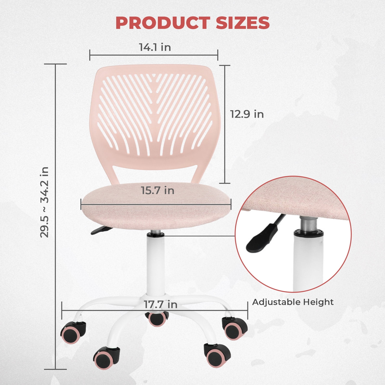 Homy Casa Adjustable Video Game Chair Swivel Computer Chair for Gaming, Study Home Office, Pink