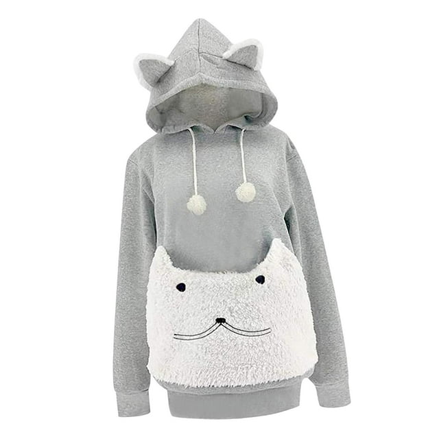 s con Capucha para Mascotas, con Bolsa Grande de Dibujos Animados, Ropa de Mujer de Manga Larga, Jersey para Cachorros, Depor L SM SunniMix Sudadera con capucha de gato